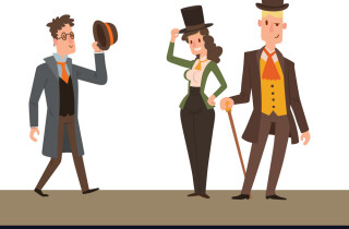 Vintage victorian cartoon gents retro people vector. Style fashion old people victorian gentleman clothing antique century character victorian gent people vintage wild west man and woman style